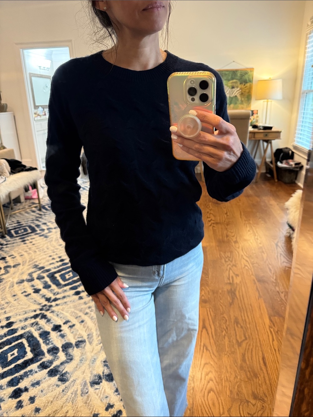 Theory Navy Tucked Sweater  Inkwell Soft Cashmere
